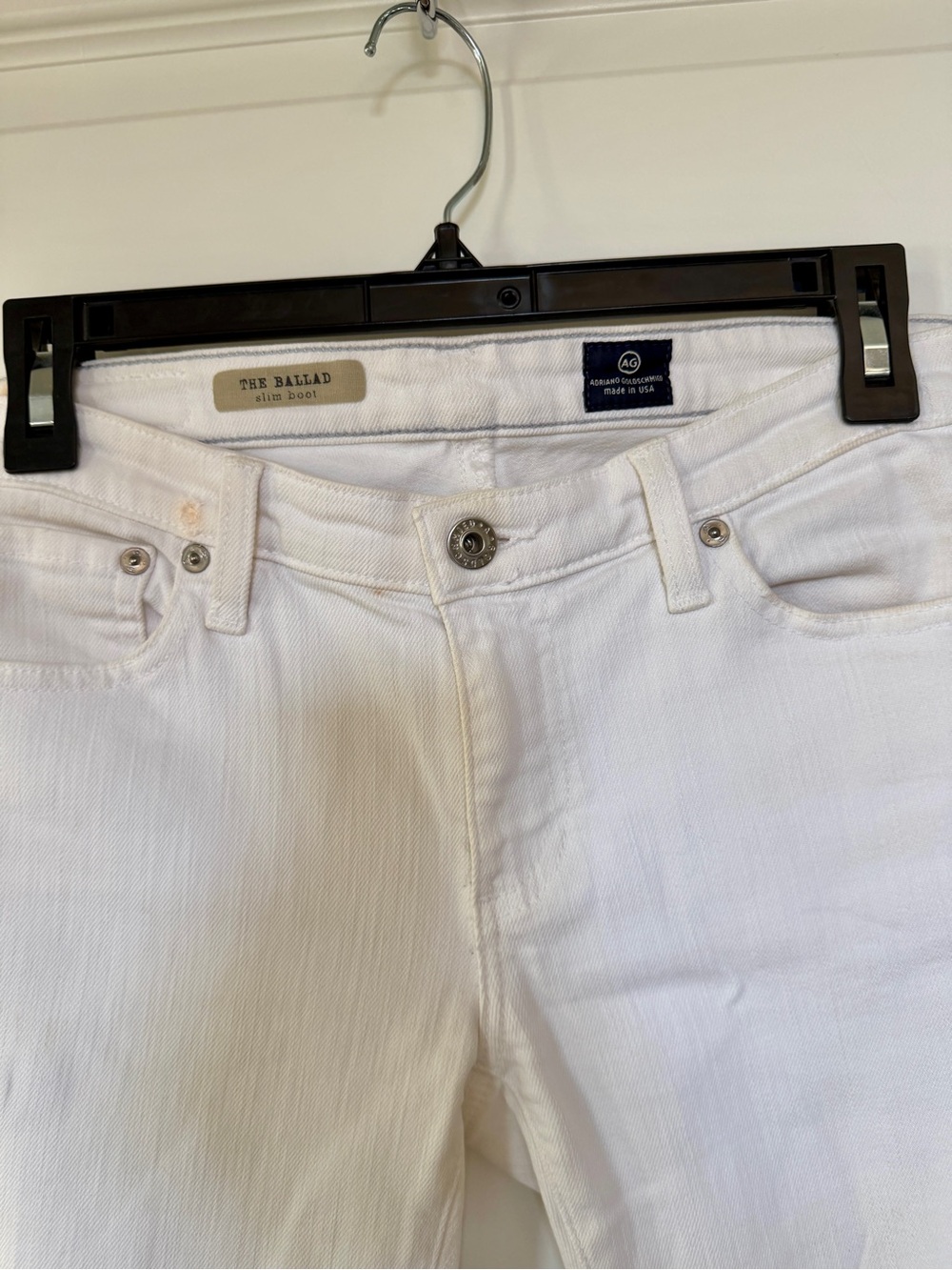 AG The Ballad Slim Boot White Jeans